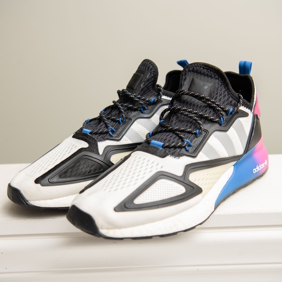 Adidas ZX 2K Boost Men's sz 14 Running Shoes (Pink/White/Blue) Near New! - Picture 2 of 7